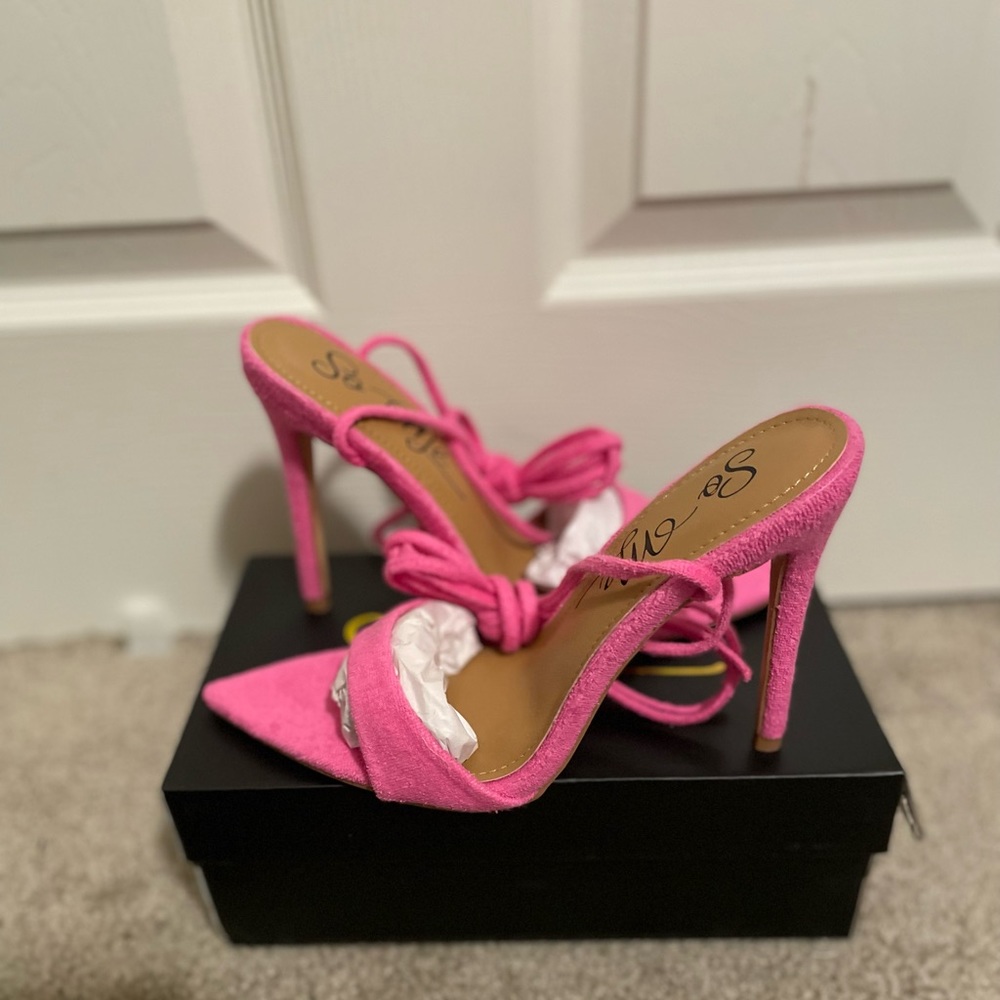 💕🌸🌷Lace up high heel🎀💄🦩